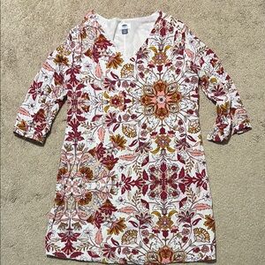 Floral V-Neck Dress - Red and Pink